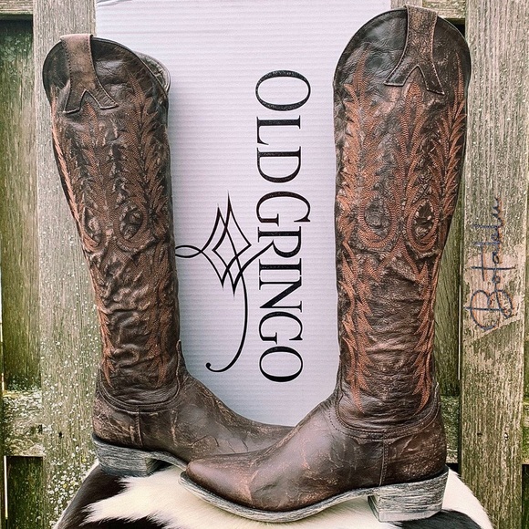 Sold OLD GRINGO NEW! Mayra 18” Tall Knee High Brown Cowgirl Western Boots, 7.5 - Picture 8 of 11